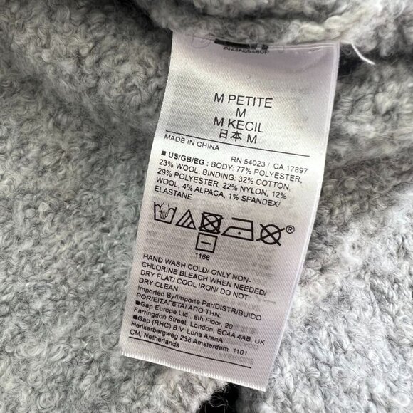 GAP Light Heather Grey Boucle Cropped Sweater Womens Size M Petite - Picture 7 of 14